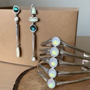 Lucky Brand Cuff Bracelet and Earring Set, silver